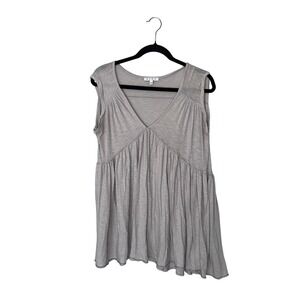 BURU Babydoll Tank Top Womens S/M Grey Good V-Neck Sleeveless Modal Cotton Blend